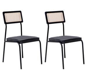 Silla de comedor acero tela Capitolio negro 2 un.