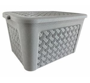 Caja organizadora Ratán gris polipropileno 50 lt