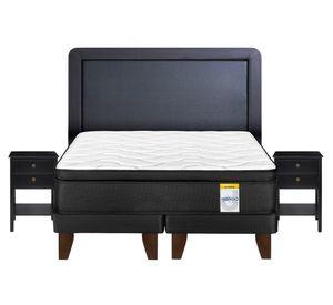 Cama europea king Hibrido Premium base dividida+ respaldo Drimkip + velador Rover