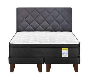 Cama europea king Hibrido Premium base dividida + respaldo Rombo