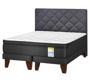 Cama europea king Hibrido Premium base dividida + respaldo Rombo