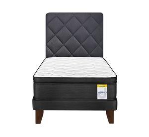 Cama europea 1.5 plazas Hibrido Premium + respaldo Rombo