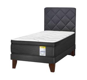 Cama europea 1.5 plazas Hibrido Premium + respaldo Rombo