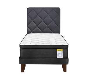 Cama europea 1 plaza Hibrido Premium  + respaldo Rombo