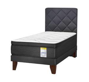 Cama europea 1 plaza Hibrido Premium  + respaldo Rombo