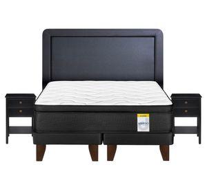 Cama europea súper king Hibrido Premium base dividida + respaldo Drimkip + velador Rover