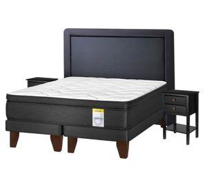 Cama europea súper king Hibrido Premium base dividida + respaldo Drimkip + velador Rover