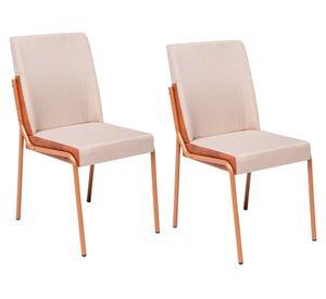 Silla de comedor acero tela Palmas canela avellana 2 un.