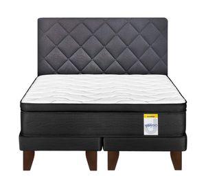 Cama europea súper king Hibrido Premium base dividida + respaldo Rombos