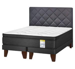 Cama europea súper king Hibrido Premium base dividida + respaldo Rombos