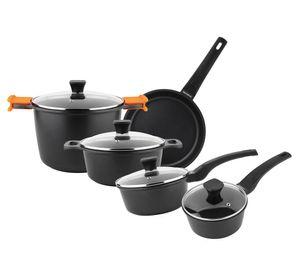 Batería de cocina Therma Orange aluminio forjado negro 9 piezas