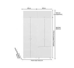 Clóset + módulo superior 7 puertas Dreams blanco 200x120x40.2 cm