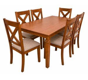 Juego comedor 6 sillas Aline café 74 x 90 x 120 cm