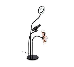 Soporte con aro de luz 3 en 1 70x9 cm negro