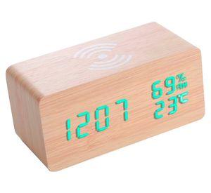 Reloj despertador con carga de teléfono AET385 7x9x15 cm natural