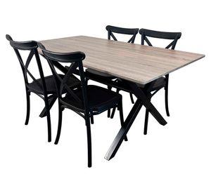 Juego de comedor 4 sillas Vermont retro 77x160x90 cm