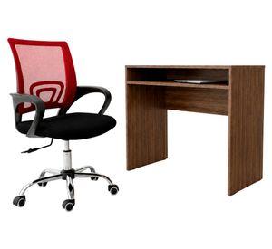 Combo oficina New York escritorio avellana + silla rojo