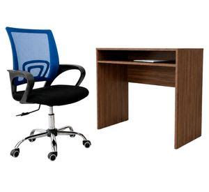 Combo oficina New York escritorio avellana + silla azul