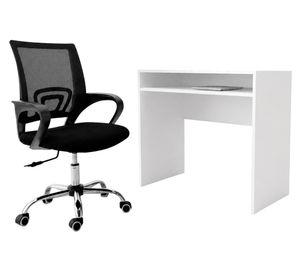 Combo oficina Escritorio blanco + silla New York negra