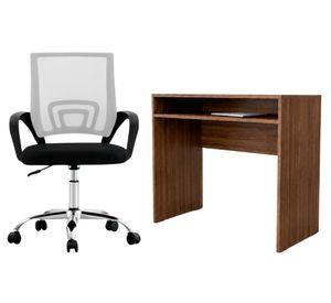 Combo oficina New York escritorio avellana + silla blanco