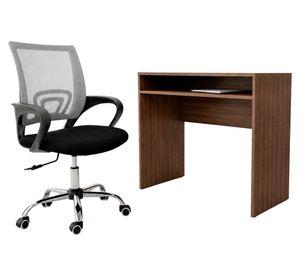 Combo oficina New York escritorio avellana + silla gris