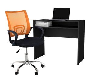 Combo oficina New York escritorio wengue + silla naranjo
