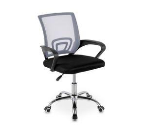 Combo oficina Escritorio blanco + silla New York negra gris