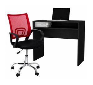 Combo oficina New York escritorio wengue + silla rojo