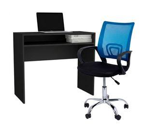 Combo oficina New York escritorio wengue + silla azul
