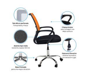 Combo oficina Escritorio blanco + silla New York negra naranjo