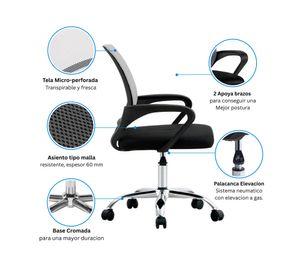 Combo oficina Escritorio blanco + silla New York negra blanca
