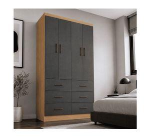 Closet 4 puertas 6 cajones roble grafito 182x40x100 cm