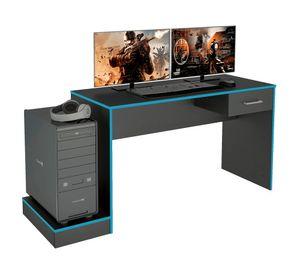 Escritorio Gamer negro azul 1 caj贸n