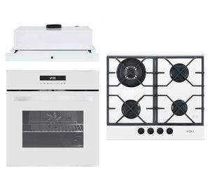Kit empotrable campana UA0260J WH Touch + encimera GHG604A-P2CWII 4 quemadores + horno Elite Touch 2.0 52 lt