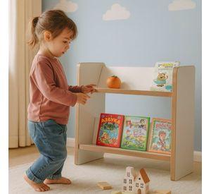 Biblioteca Librero Infantil 2 Niveles Estante 57x43x26cm Blanco 2 Niveles