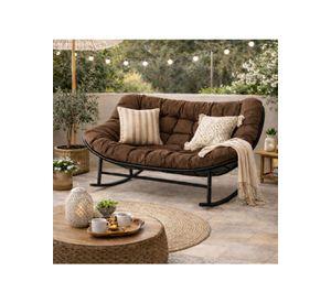 Sillon Mecedor Sillamecedora Sitial Dos Cuerpo Jardín Living Marrón