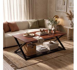 Mesa De Centro Minimalista Con Cubierta De Melamina 60x120cm Marrón Oscuro