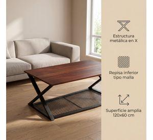 Mesa De Centro Minimalista Con Cubierta De Melamina 60x120cm Marrón Oscuro