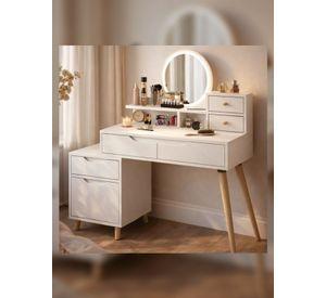 Tocador Con Espejo De Luz Comoda Extendible 130x40x110cm Blanco