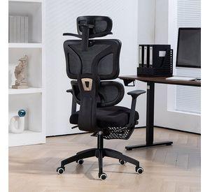 Silla Ergonómica Oficina Ejecutiva Reclinable Con Colgador Homer Design Negro Algodón