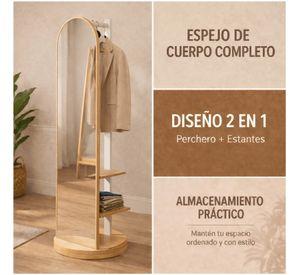 Espejo De Cuerpo Entero Giratorio Con Percha 168x40x30 Cm