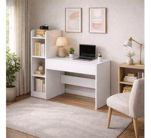Escritorio Moderno Con Estantería Lateral Blanco 120x86x40 Blanco