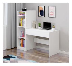 Escritorio Moderno Con Estantería Lateral Blanco 120x86x40 Blanco