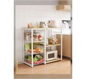Estante Para Cocina Porta Microonda 80x80x35cm Multiuso Blanco