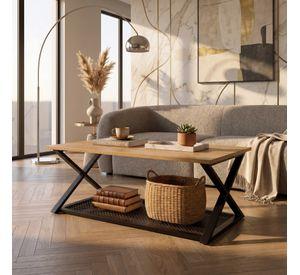 Mesa De Centro Minimalista Con Cubierta De Melamina 60x120cm Marrón Claro