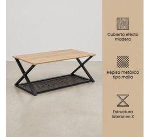 Mesa De Centro Minimalista Con Cubierta De Melamina 60x120cm Marrón Claro