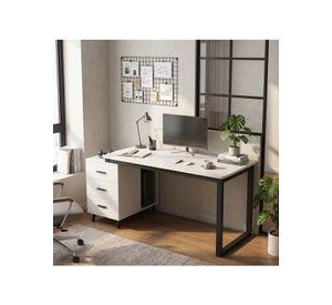 Escritorio Moderno Con Cajoneras 120x60x75cm Para Oficina Blanco