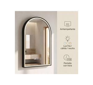Espejo Marco Melalico Con Luz Led Touch Para Baño 50x70cm Negro