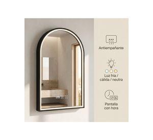 Espejo Marco Melalico Con Luz Led Touch Para Baño 50x70cm Negro