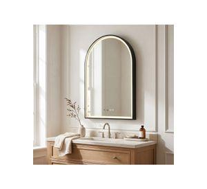 Espejo Marco Melalico Con Luz Led Touch Para Baño 50x70cm Negro